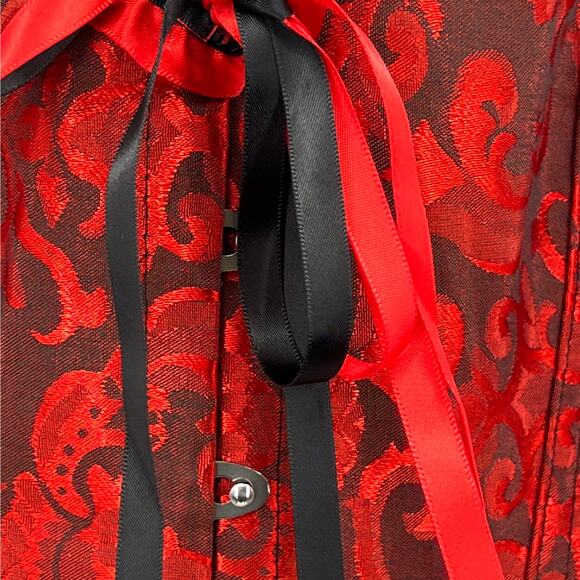 Whimsigoth Corset Women's 3XL Red Black Goth Bow-Front Dark Fairy Vamp Y2K Glam - Picture 3 of 8